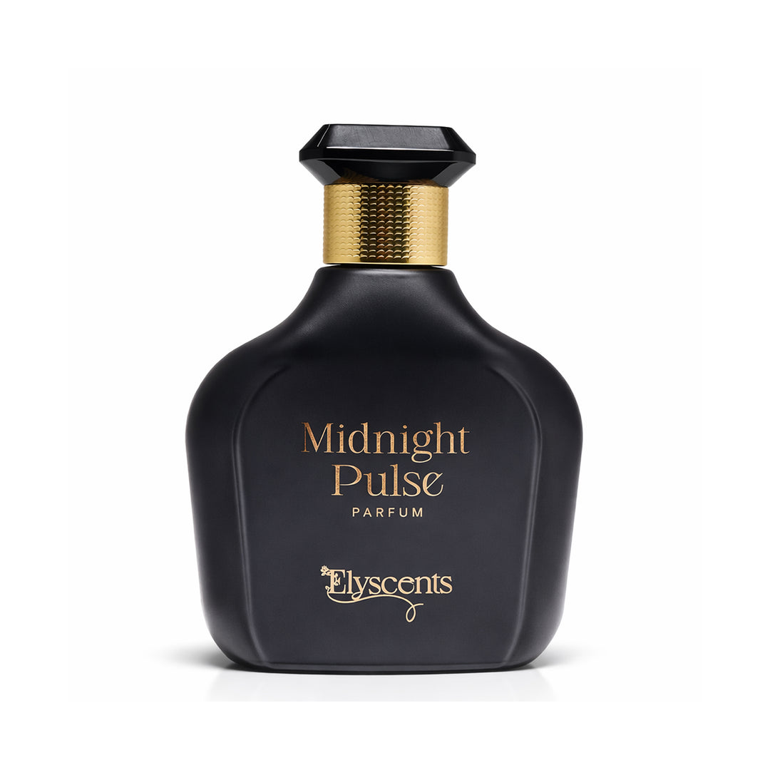 Midnight Pulse bold spicy woody perfume bottle by Elyscents UAE