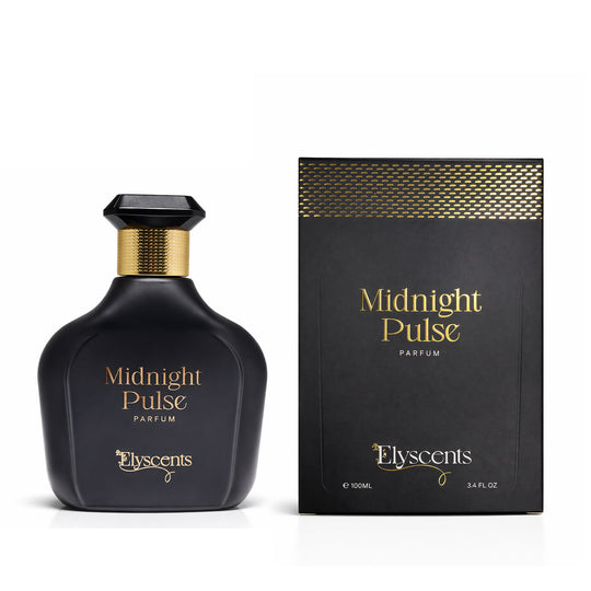Midnight Pulse bold spicy woody perfume bottle by Elyscents UAE